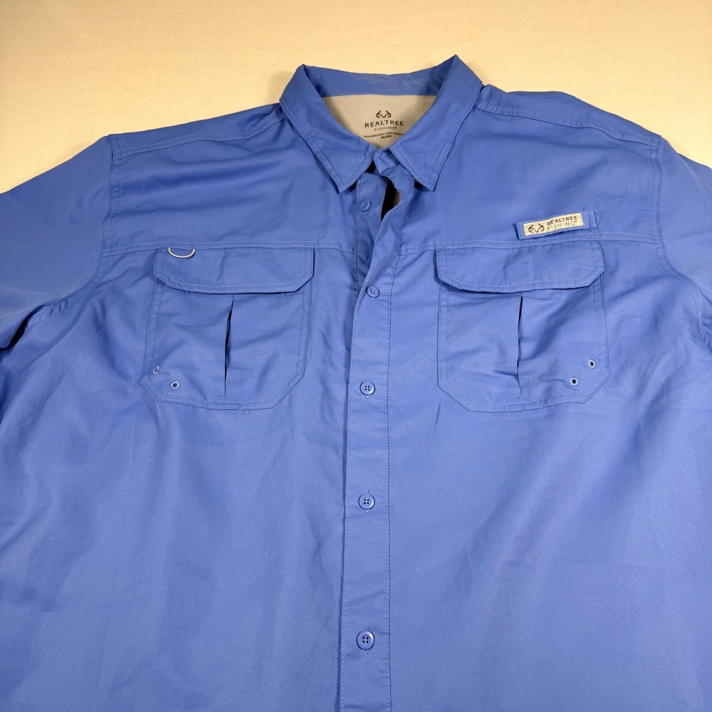Realtree Fishing Shirt 3XL Blue Yonder Short Sleeve Vented Button Down TS10317 - Picture 15 of 16